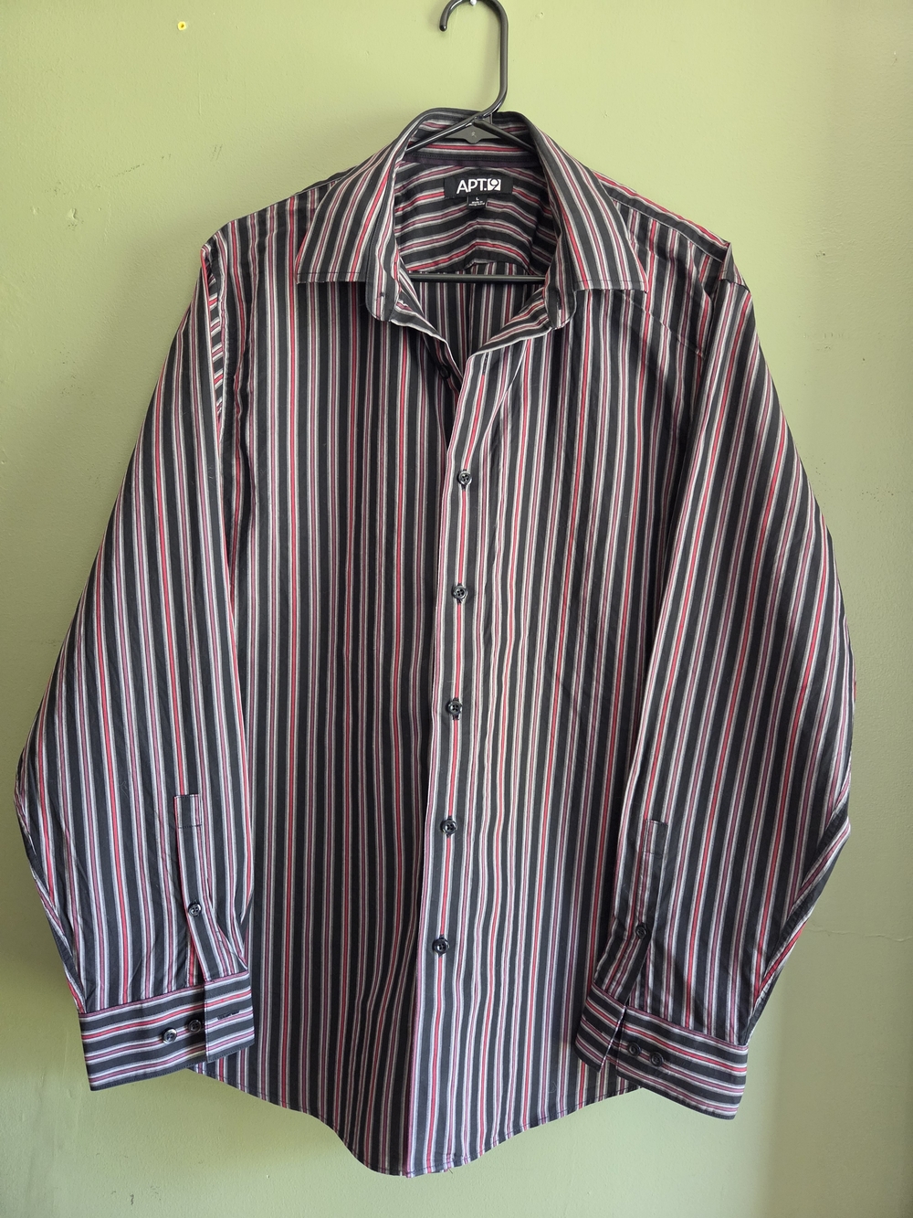 APT. 9 Men’s Black and Red Striped Button-Up Shirt